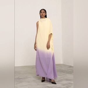 Elegant Yellow and Purple Ombre Dress